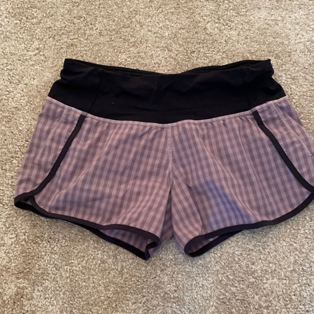 Size 4 Lululemon purple gingham speed up Shorts